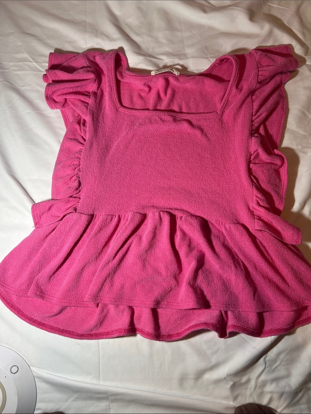 Jolie Ruffle Peplum Tunic in Bright Pink